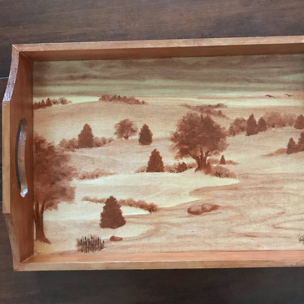 Hand painted wooden tray